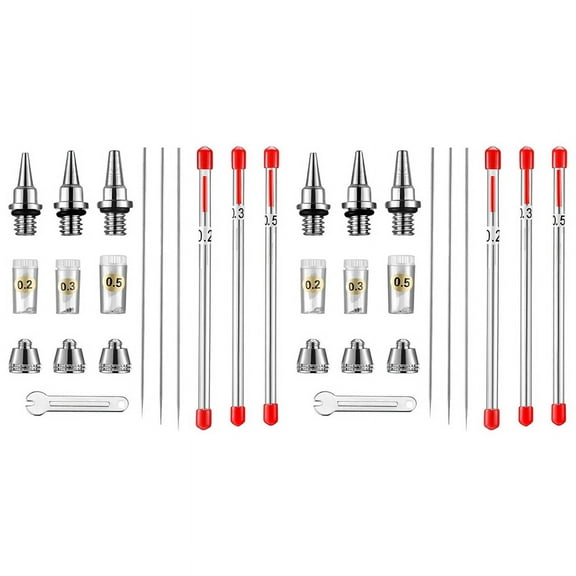 20 Pieces Airbrush Nozzle Needle Cap Kit with Wrench Replacement Parts for Sprayer Accessories