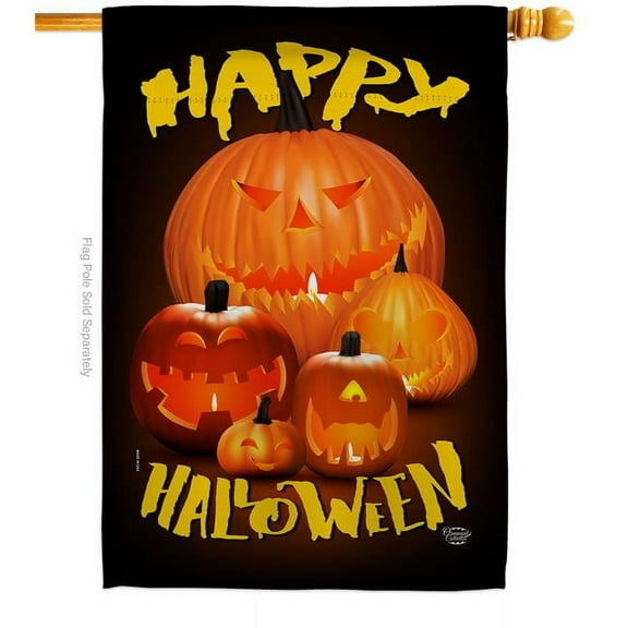 Ornament Collection H192125-BO 28 x 40 in. Halloween Pumpkin Patch House Flag with Fall Double-Sided Decorative Vertical Flags Decoration Banner Garden Yard Gift