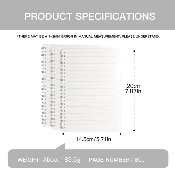 Spiral Notebooks, 3-Pack, 5.7 x 7.9 inch, 80 Pages Per Notebook, Clear Matte, Smudge-Resistant Cover, Heavyweight Paper, Perfect for Journaling, Note-Taking, and More