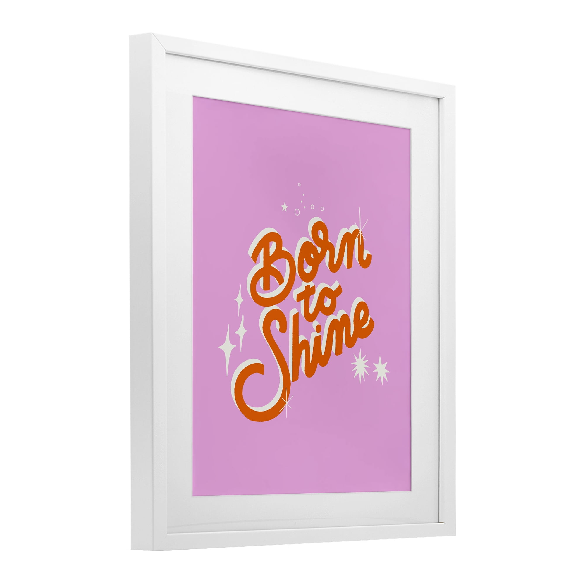 Stupell Industries Born To Shine on Pink White Framed Print Under Glass, design by Indira Prieto | IndySign