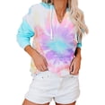 thumbnail image 4 of Dinazah Women Tie-Dyed Hooded Sweater Loose Gradient Color Long Sleeve Outfit for Women | Sweatshirt Jackets with Pullover, 4 of 8