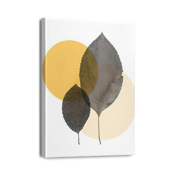 Art Mural sur Toile Moderne avec Design de Feuilles Abstraites 12x16 Po, Décoration Familiale Parfaite pour Salon, Chambre, Cuisine - Uvre d'Art Élégante pour Bureau et Salle de Bain
