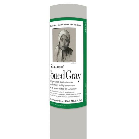 Strathmore Fine Art Paper Roll, 400 Series, Sketch, 42 in x 10 yds., 80 lb. Roll, Toned Gray