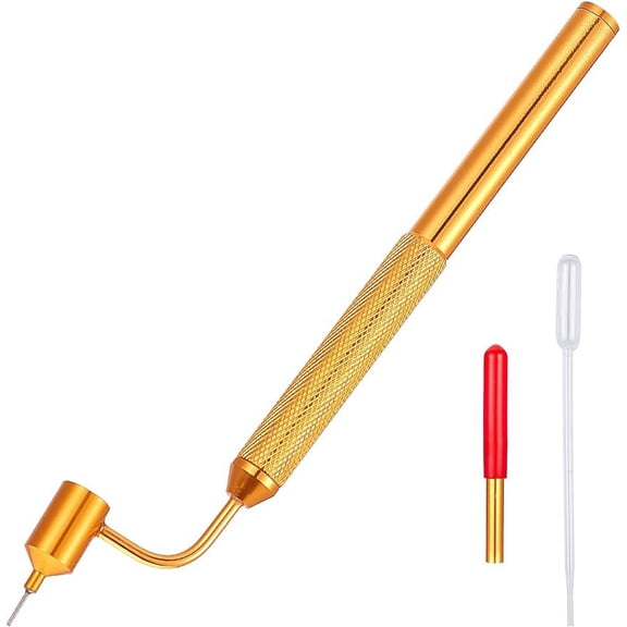 Slanting Fine Line Painting Pen Detailing Fluid Writer Paint Applicator Pen Gold Extra Fine Line Brass Tips with Dropper