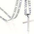 thumbnail image 7 of [Stainless Steel] Stainless Steel Men's Cross Necklace | Stainless Steel | Silvery/black/golden Cross Pendant | Simple Jewelry Gift,Golden, 7 of 7