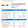 thumbnail image 2 of Axle Assembly - Compatible with 1980 - 1984 Subaru Standard Sedan 1.6L H4 1981 1982 1983, 2 of 2
