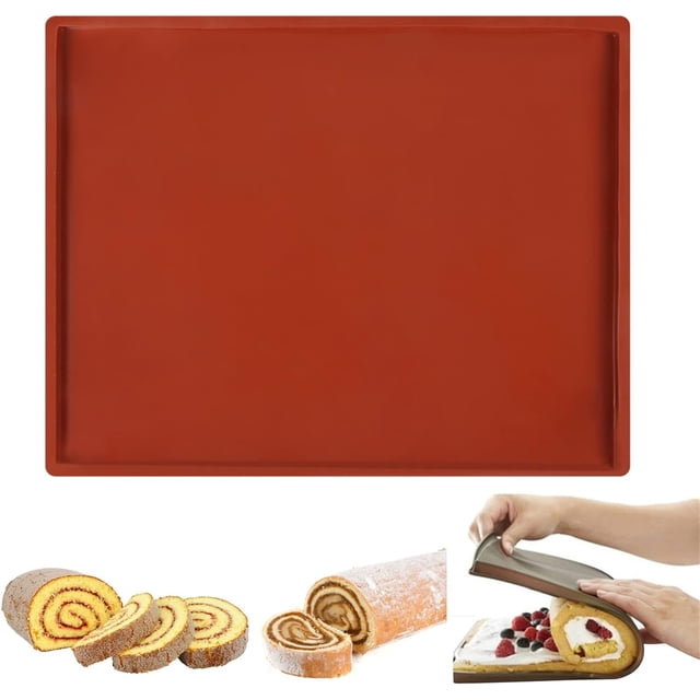 Jelly Roll Cake Mat, Bandeja para hornear de silicona flexible, Bandeja de silicona para galletas, Bandeja para hornear antiadherente, Jelly Roll Pan, Bandeja para hornear de silicona, Marrón Marrón