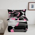 thumbnail image 4 of YST Pink Grey and Black Comforter Retro Circle Geometry Comforter Set Modern Abstract Art Bedding Set for Kids Boys Girls Geometry Swirl Duvet Set Luxury Room Decor Quilt Set Full Size, 4 of 6