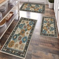 Kitchen Rugs Sets of 3 Non Slip Washable Kitchen Mats for Floor, Waterproof Kitchen Runner Rug, Floor Mat Carpet for Entryway, Laundry, Sink, Hallway, Bathroom