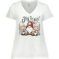 thumbnail image 3 of Inktastic Joy to the World Christmas Gnomes Women's Plus Size V-Neck T-Shirt, 3 of 5