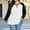 White, variant on Tdoqot Womens Color Block Plus Size T Shirts- Loose Fit Casual Long Sleeve Crewneck Fall Tops Dark Gray Size S-5XL