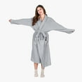 thumbnail image 2 of Tirrinia Women's Plush Soft Robe - Fluffy, Warm, and Fleece Sherpa Shaggy Bathrobe for Ultimate Comfort, Machine Washable, Large Size, Grey, 2 of 7