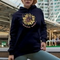 thumbnail image 2 of Hippie Soul feat. Retro Sunflower, Peace Sign & Butterflies Art Merch Gift, Navy Blue Hooded Sweatshirt or Hoodie, 2XL, 2 of 5