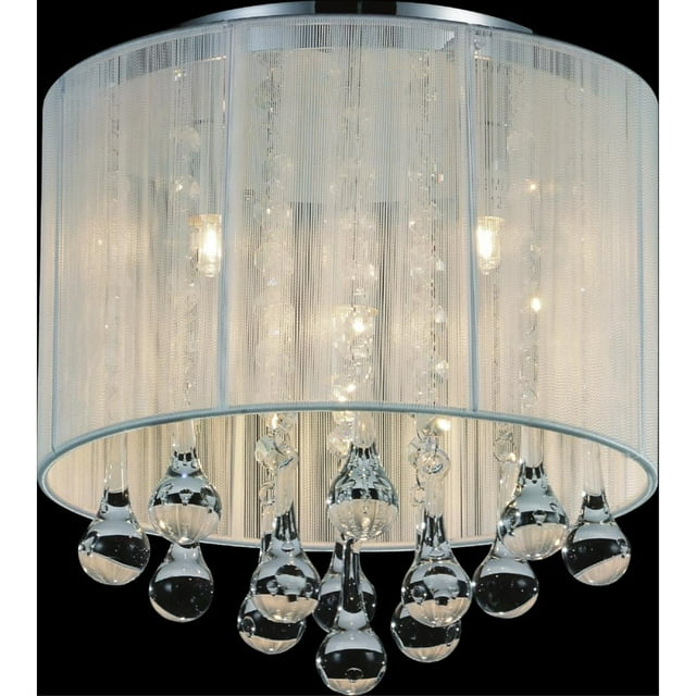 4 Light Drum Shade Flush Mount with Chrome finish