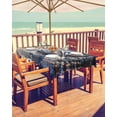 thumbnail image 2 of Christmas Tablecloth with Umbrella Hole and Zipper Blue Snowman Outdoor Tablecloths 54x54 Table Cloths Xmas Tree Snow Forest Oil Printing Patio Table Cloth Cover for Holiday Party Yard Garden Cafe, 2 of 5