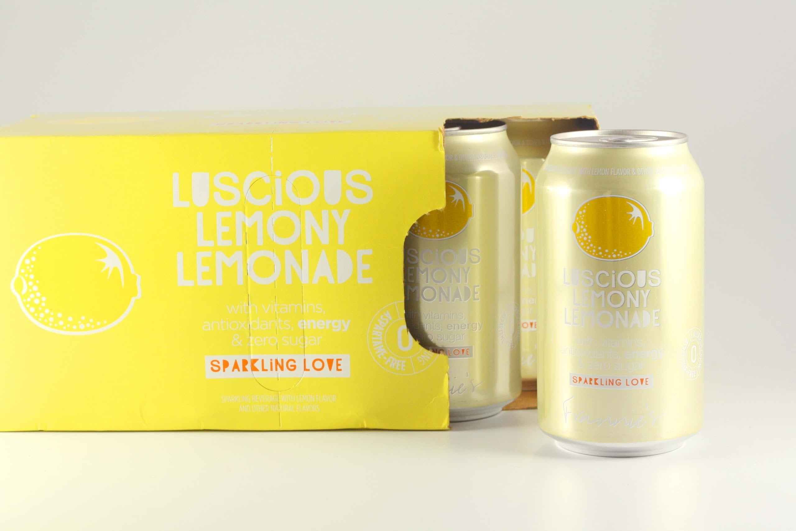 KauffmanTreats Frannie Sparkling Beverage- Zero Calories & Sugar, Aspertame Free: 24-Ct Case 12 Oz. Cans Luscious Lemonade