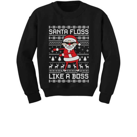 Tstars Boys Unisex Ugly Christmas Sweater Santa Floss Like a Boss Kids Christmas Gift Funny Humor Holiday Shirts