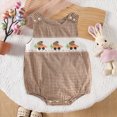 thumbnail image 2 of kpoplk Unisex Baby Girl Boy Clothes Short Sleeve Striped Sweatshirt Bubble Romper Bodysuit Cute Summer Outfit Size 12-18 Months,Brown, 2 of 8
