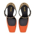 thumbnail image 3 of XYD Women Fashion Square Close Toe Pumps Ankle Strap D'Orsay Leopard Print Stiletto High Heel Sandals Club Event Shoes Size 13 Orange, 3 of 4