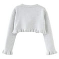 thumbnail image 2 of OBEEII Girls Sweater Tops Knitted One Button Closure Cardigan Fall Winter Long Sleeve Shrug Cover Up Solid Color Jacket Tops, 2 of 7