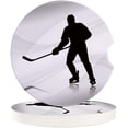 thumbnail image 1 of RYLABLUE Player Silhouette Hockey Sports Set of 6 Car Coaster for Drinks, Absorbent Ceramic Stone Coasters Cup Mat with Cork Base for Home Kitchen Room Coffee Table Bar Decor, 1 of 5