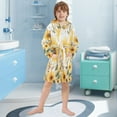 thumbnail image 5 of FORMRS Niños Bathrobe Unisex Hooded Robe Soft Plush Pajamas Sleepwear, Size 2-3T, Beige Sunflowers, 5 of 7