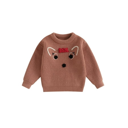

Baby Boy Girl Sweater Deer Embroidery Long Sleeve Pullover Tops
