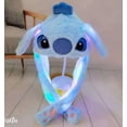 thumbnail image 2 of Disney Stitch-gorro luminoso con Orejas de conejo para niños y adultos, Gorro con orejas de conejo en movimiento, Flash de felpa, regalo de dibujos animados, Airbag iluminado, 2 of 4