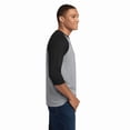 thumbnail image 5 of Gildan Heavy Cotton Raglan Three-Quarter Sleeve T-Shirt Unisex Classic fit Tee, Men's Raglan T-Shirt, Sport Grey/ Black S, 5 of 6