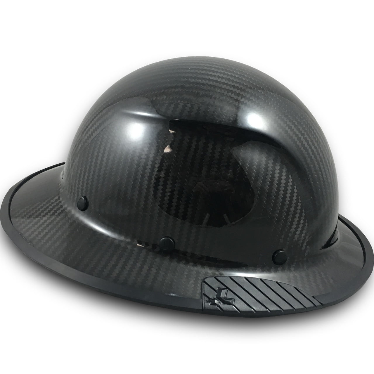 Actual Carbon Fiber Hard Hat - Full Brim Glossy Black with Protective Edge and Tote