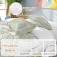 thumbnail image 3 of Sage Green Bedding 3 Piece Duvet Cover Set Queen Size, Boho Retro Decorative Abstract Floral Ethnic Soft Microfiber Comforter Cover with Zipper Closure & Pillowcases, FadeResistant Quilt Cover, 3 of 9