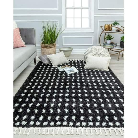 Rugs America BT15A Secret Moment Dots Modern Black Area Rug, 2'6" x 8'
