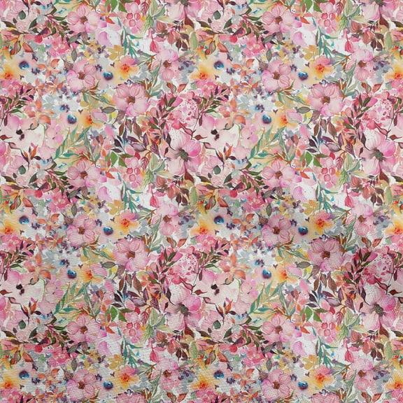 oneOone Cotton Silk Pink Fabric Florals Dress Material Fabric Print Fabric By The Yard 42 Inch Wide