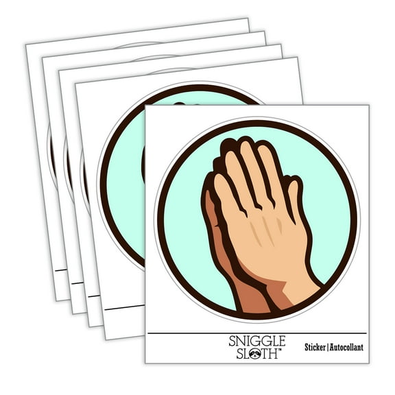 Praying Hands Car Window Bumper Water Bottle Phone Tablet Laptop Waterproof Vinyl Decal Sticker Set 5-Pack - Gloss Finish - 2.0"