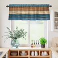 thumbnail image 5 of 3 Piece Kitchen Curtains and Valances Set Farmhouse Navy Blue Brown Cafe Curtains 24 Inch Length Vintage Wooden Striped Valance & Tier Curtain for Living Room Bedroom Small Window 54"x18"+27"x24"*2, 5 of 6