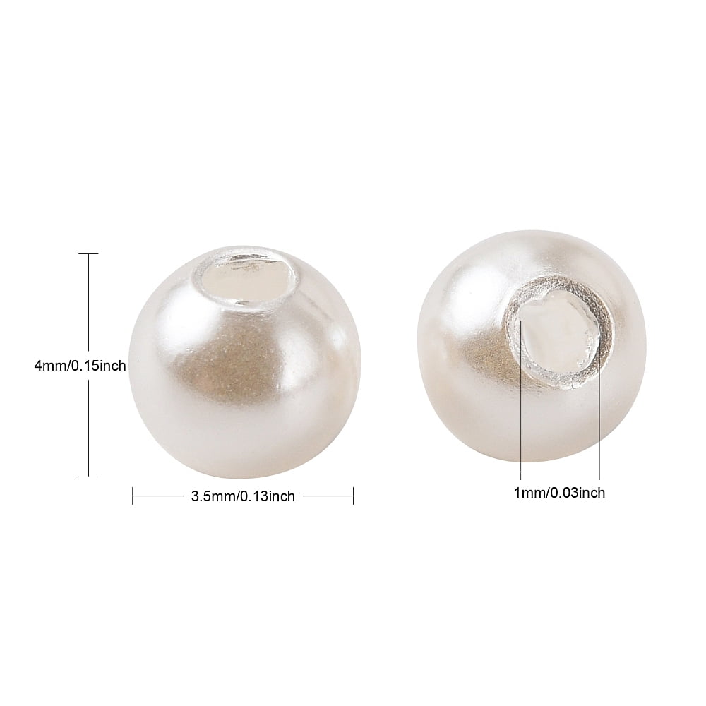 Imitation Pearl Acrylic Beads Dyed Round Creamy White 5x4.5mm Hole: 1mm 10000pcs/pound
