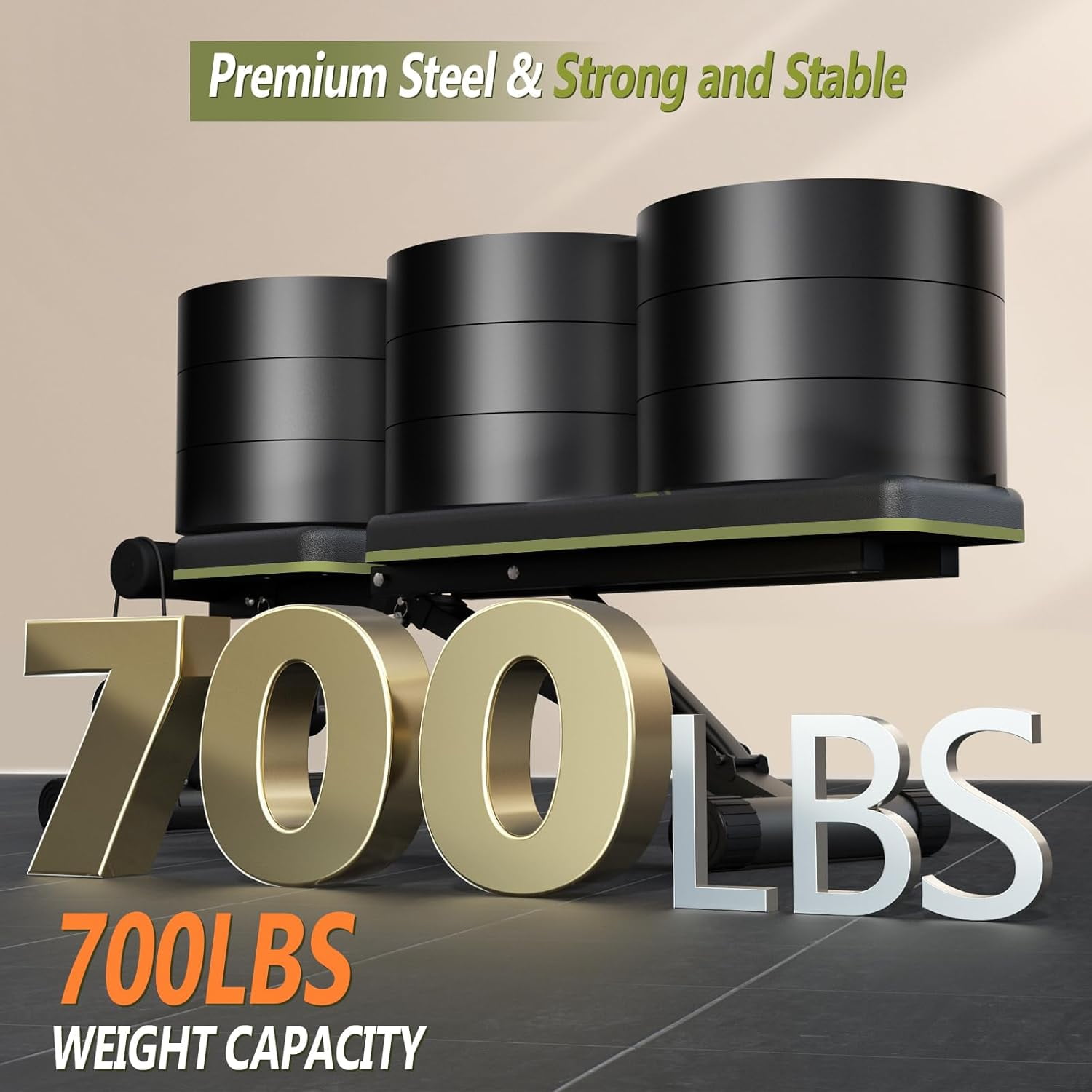 Adjustable Weight  for Home Gym, Foldable 700LBS Workout  with 9 Backrests, Multi-Purpose  Press for Incline Decline Flat with Fast Adjustment (2 resistance bands)