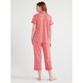 thumbnail image 3 of Joyspun Women's Knit Notch Collar Top and Capri Pants Pajama Set, 2-Piece, Sizes S to 3X, 3 of 5