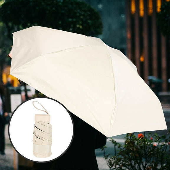 Raindrops  Travel Rain Umbrella Small Automatic Folding Breeze Miss Beige
