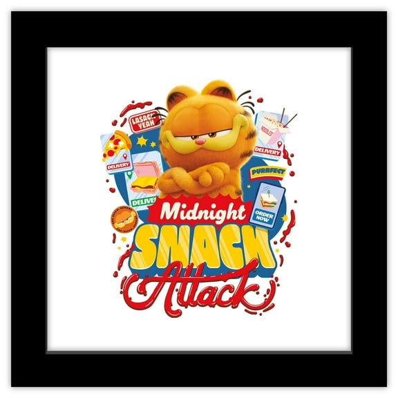 Gallery Pops The Garfield Movie - Midnight Snack Attack Wall Art, Black Framed Version, 12" x 12"