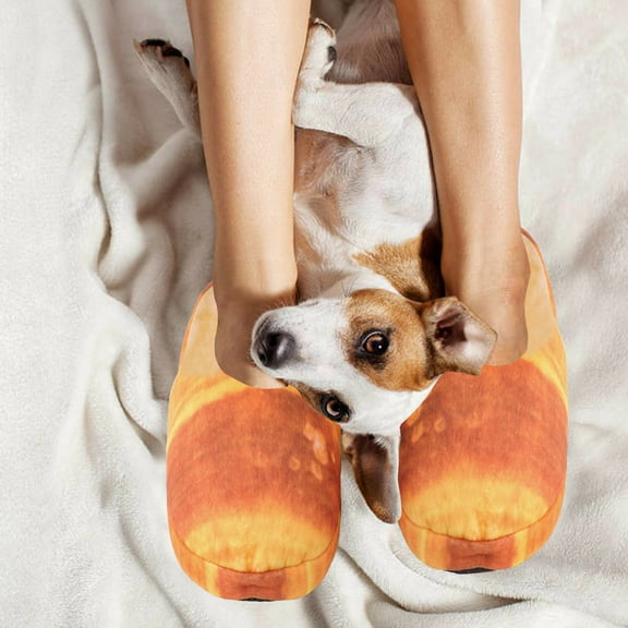 WHAMVOX 1 Pair Winter Slippers Non-slip Slippers Bread Slippers Sponge Shoes for Home