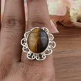 thumbnail image 3 of Handmade 925k Sterling Silver Natural Tiger Eye Stone Statement Gift Ring US13, 3 of 5