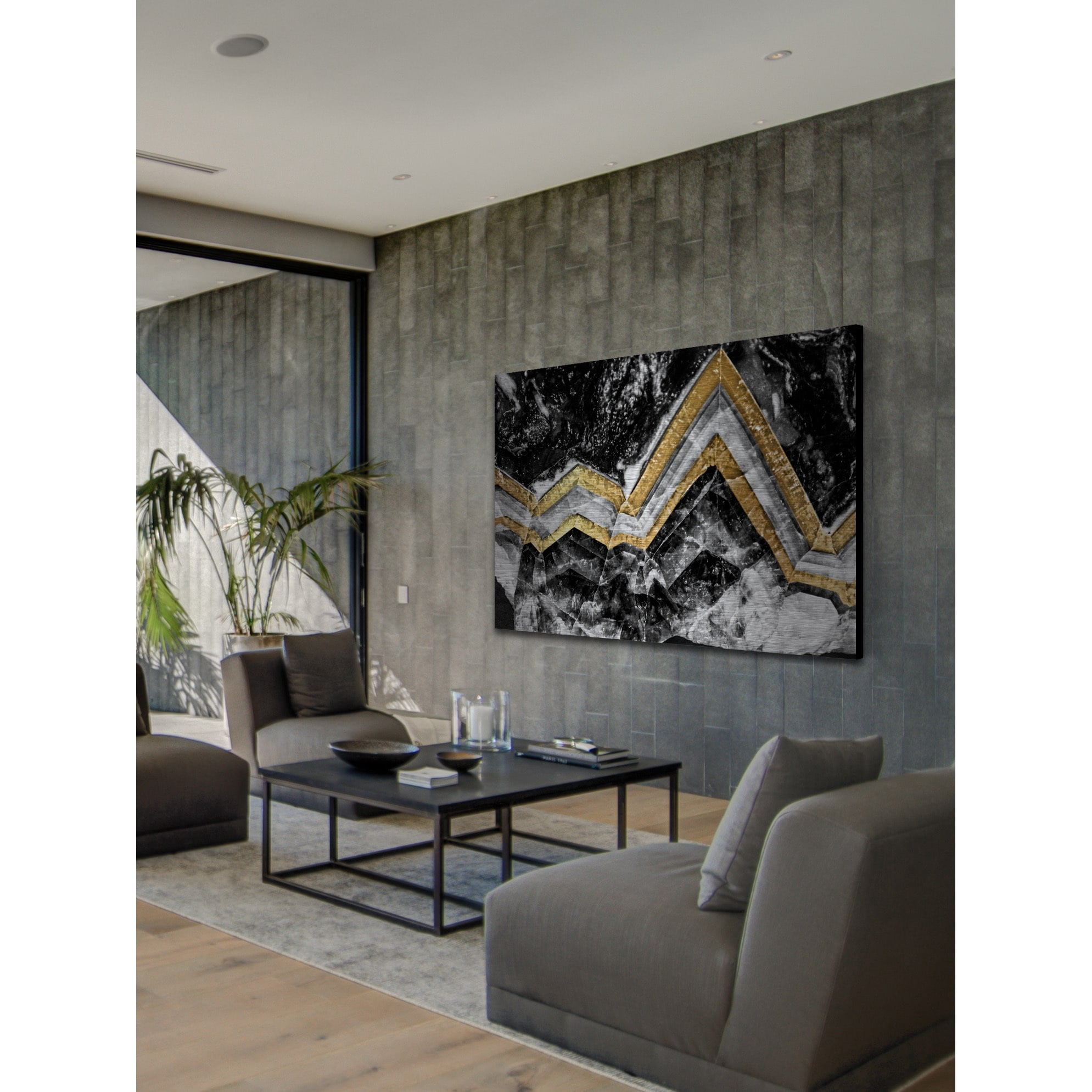 Marmont Hill - "Gold Bands" Painting Print on Brushed Aluminum