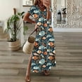 thumbnail image 2 of Daiosportswear Robe Longue d'Été pour Femmes, Col en V, Manches Courtes, Maxi Robe Florale Décontractée, Robe de Plage Ample, Robe à Manches Courtes Multicolore-P L(L), 2 of 3