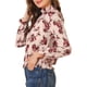 thumbnail image 4 of Blusa floral con cuello de pie y dobladillo con volantes de cintura fruncida para mujer INSPIRE CHIC M Rosa, 4 of 6