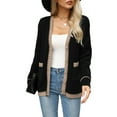 thumbnail image 3 of Cardigan Sweaters for Women Open Front Long Sleeve Button Down Knit Jackets with Pockets Fall Winter Outfits Black L, 3 of 9
