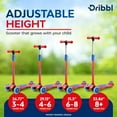 thumbnail image 3 of Dribbl 3-Wheel Kids Scooter - Lean-to-Steer Technology, Adjustable Height Handlebar, Anti-Slip Deck, Scooter for Boys & Girls Ages 2+, Child Safety Approved, Support Riders Up To 165 lbs, Red & Blue, 3 of 6