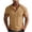 Gold, variant on Men's Casual Henley Shirts Man Fashion Solid-Color Half Button-Up Pocket Short Sleeve Standing Collar Blouse Shirt Top Gray M