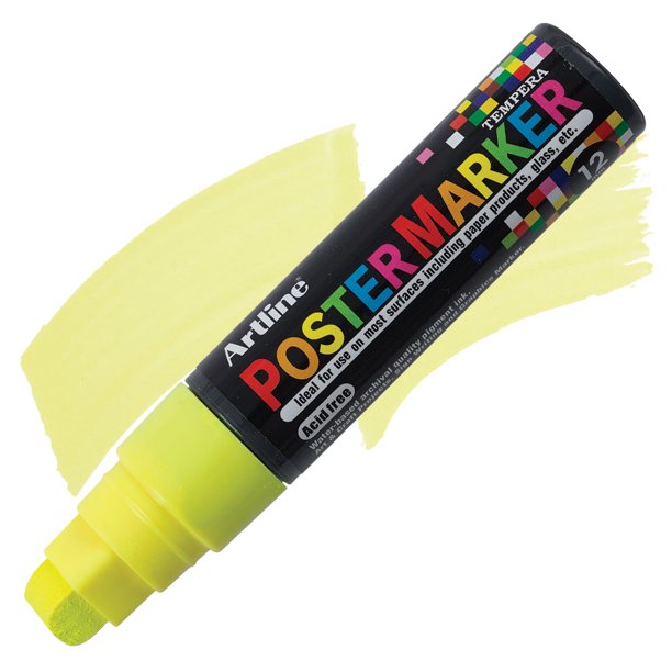 Artline Poster Markers 12 mm Tip, Fluorescent Yellow