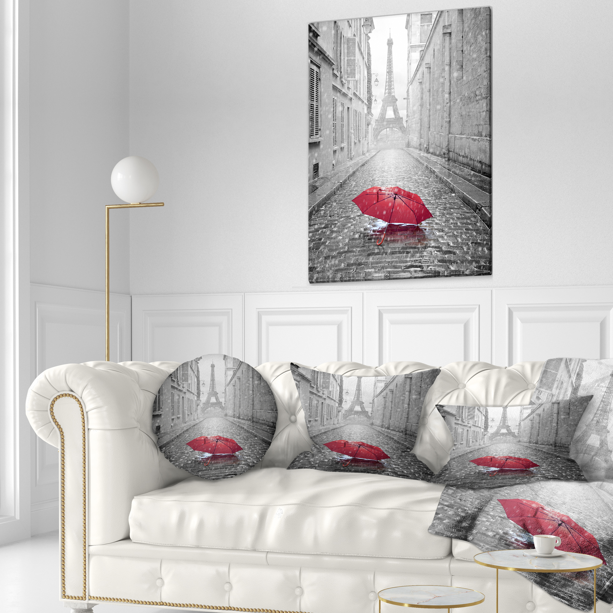Designart 'Eiffel View from Paris Street ' Cityscape Photo Canvas Art Print